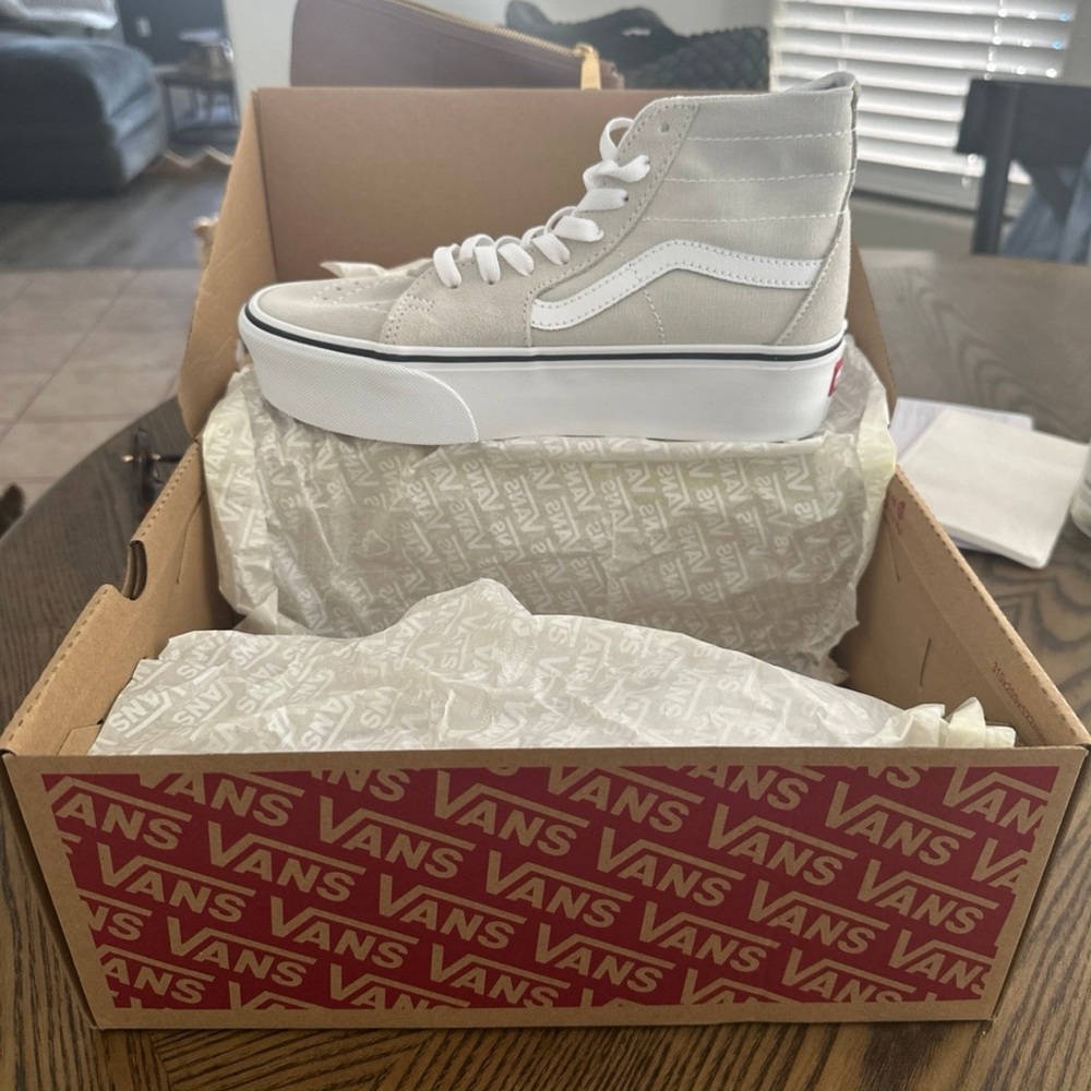 SOLD Vans High-Top Platform Sneakers in Gray and White